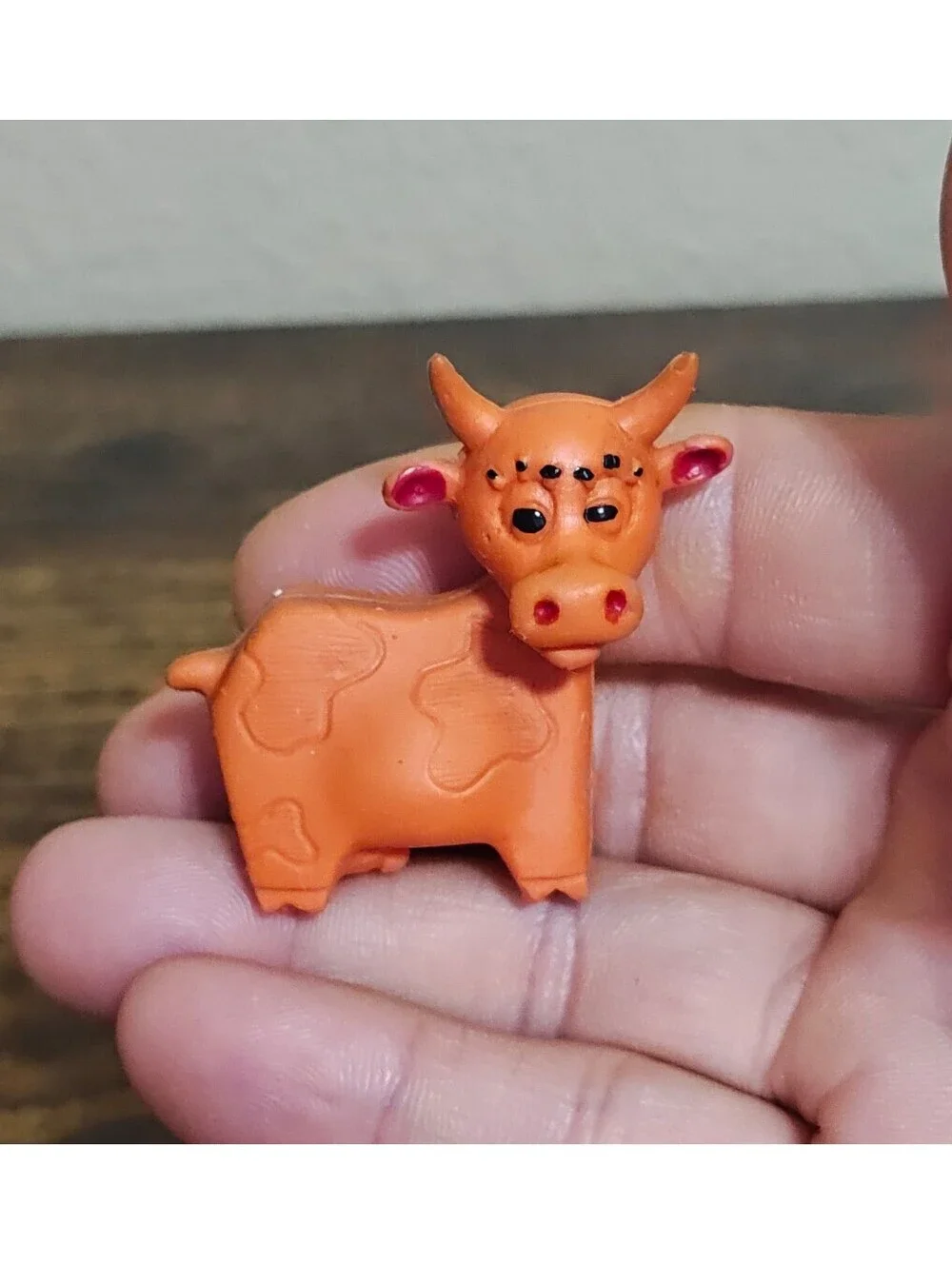 1960s Diener Industries Rubber Orange Cow Eraser Figurine